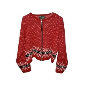 Wool Full Zip Sweater Cardigan Women L Nordic 90s Y2K Vintage USA